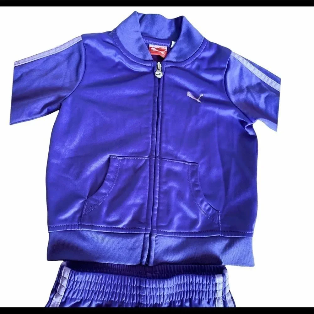 Puma Purple Zip Track Warm Up Suit 24 Months - Picture 3 of 5